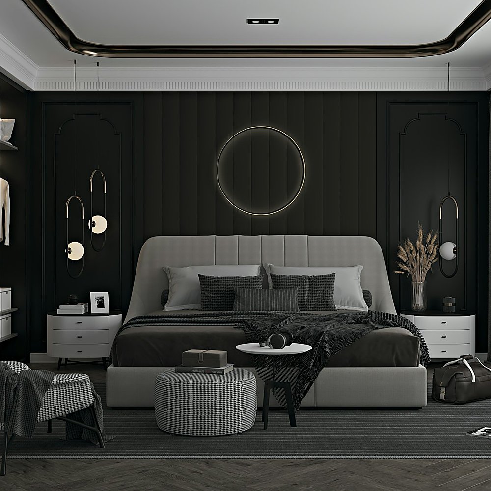 Hollywood Glam style bedroom designed by Next Level Design