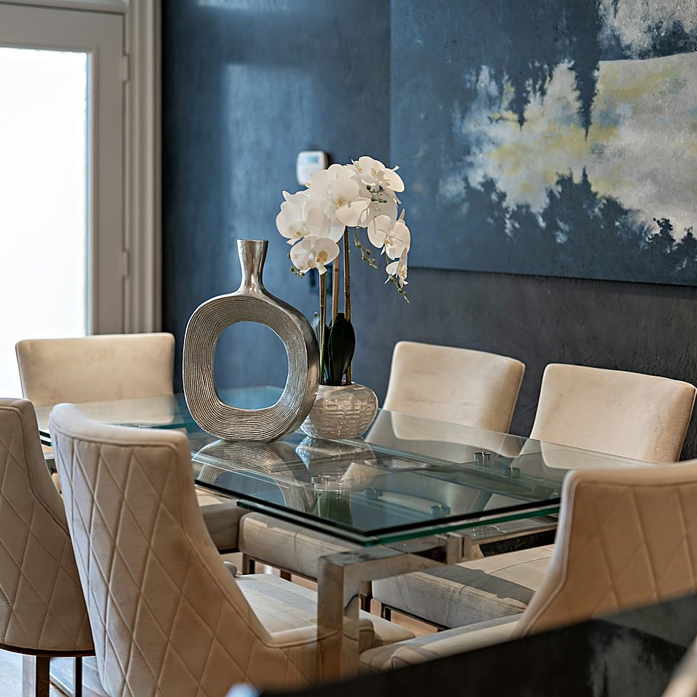 Hollywood Glam style dining room designed by Next Level Design