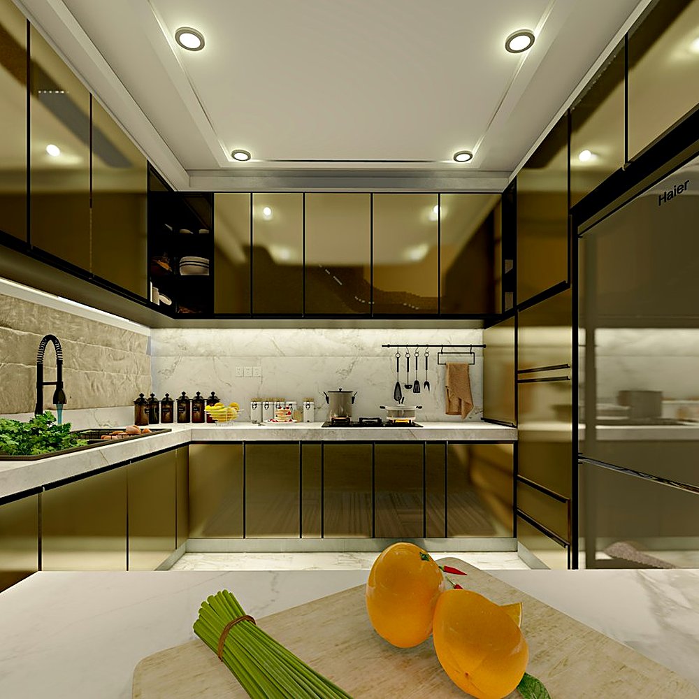 Hollywood Glam style kitchen designed by Next Level Design