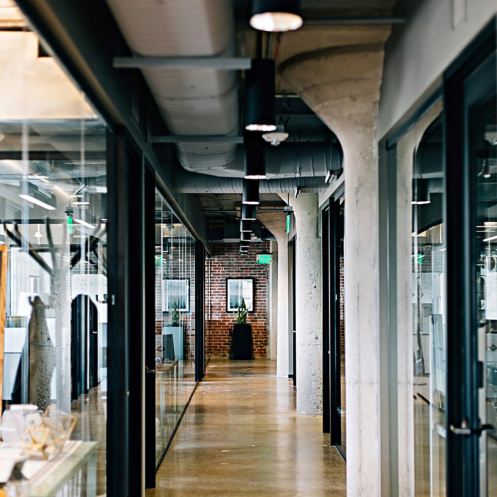 Industrial style entryway designed by Next Level Design