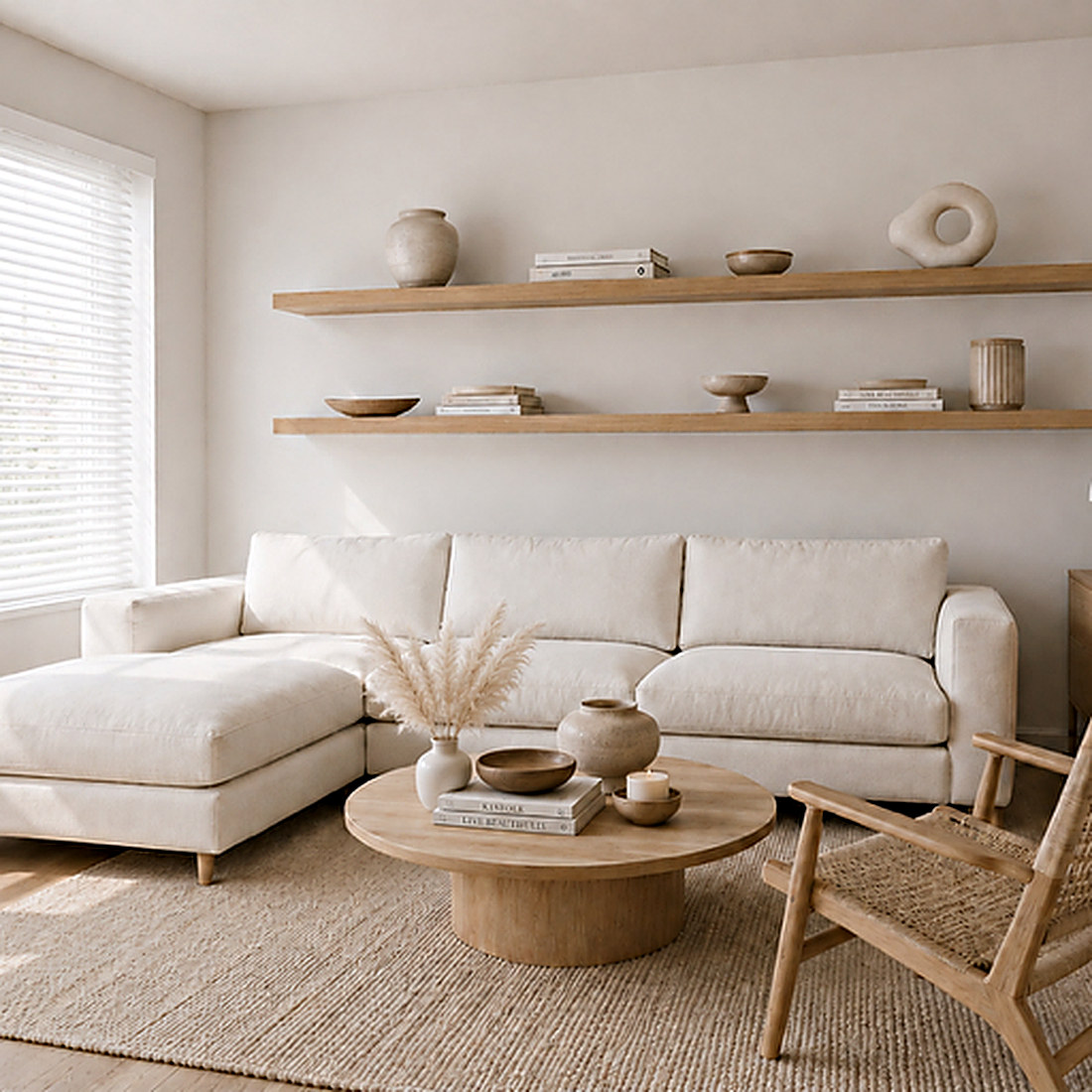 Japandi style living room designed by Next Level Design
