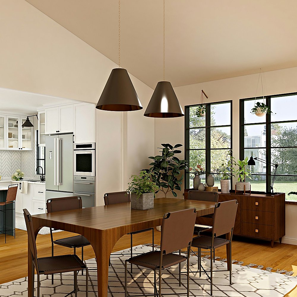 Warm Modern style dining room designed by Next Level Design