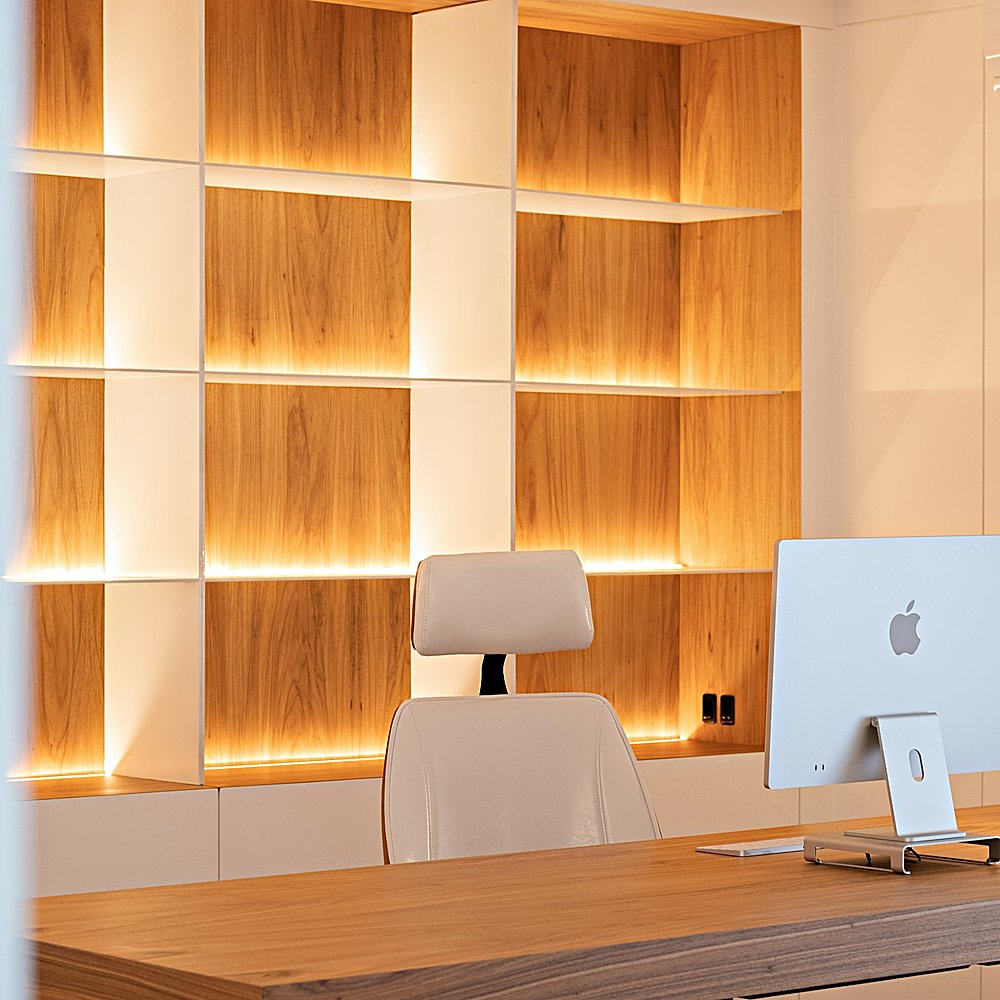 Warm Modern style office designed by Next Level Design